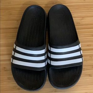 ADIDAS Black and White Slides